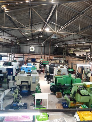 The SGK Industries machine-shop floor in Jeedimetla, seen from the mezzanine
