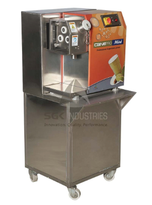 CanePro Mini sugarcane juice machine on a wheeled stand